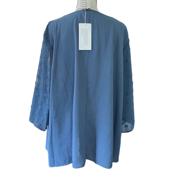 Bloomchic V Neck Pullover Texture Polka Dot Sleeve Shirt Size 22/24 - Picture 2 of 4